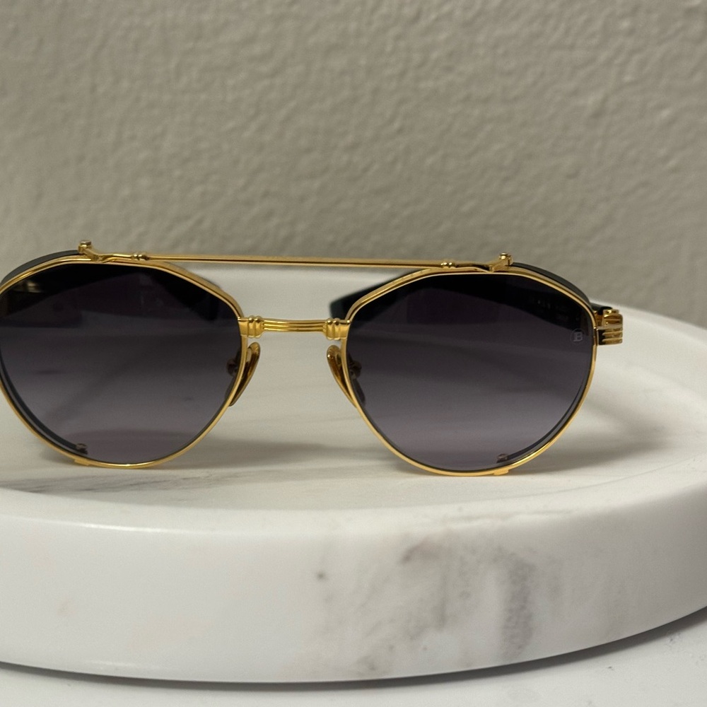 BALMAIN Gold and Black Sunglasses